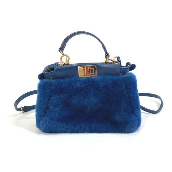 Fendi Handbags - FENDI Blue Leather Peekaboo Shoulder Bag